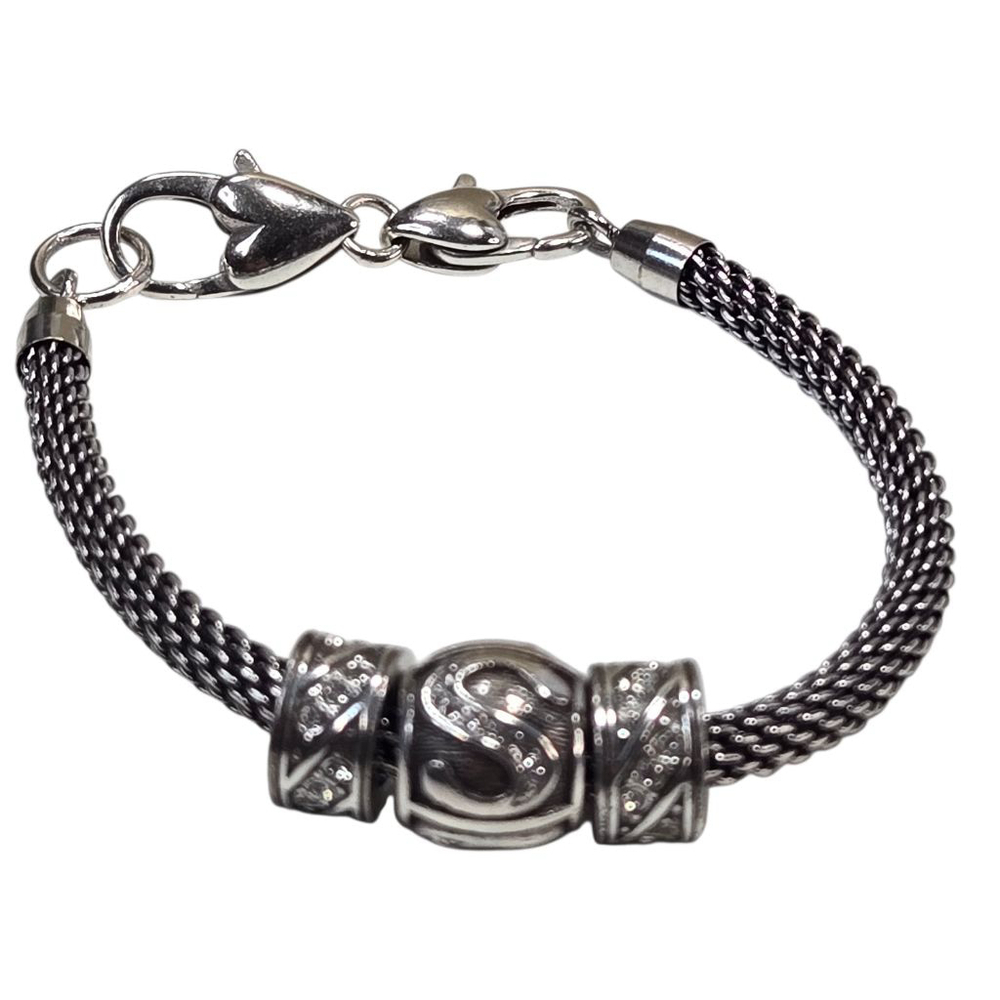 Brighton Silver Charm Bracelet Beverly Glam Women's Letter S Crystal Spacer Bead